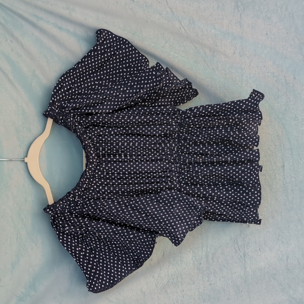 NWT Blue Poka dot Ruffle Shirt